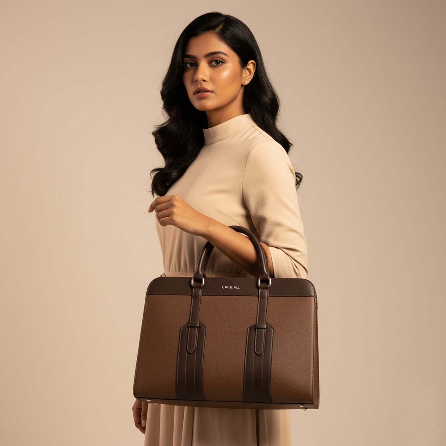 Carriall Hazel Womens Vegan Leather Tote bag for women & girls (Caramel Brown)