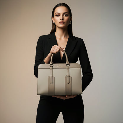 Carriall Hazel Womens Vegan Leather Tote bagfor women & girls (Dark Vanilla)