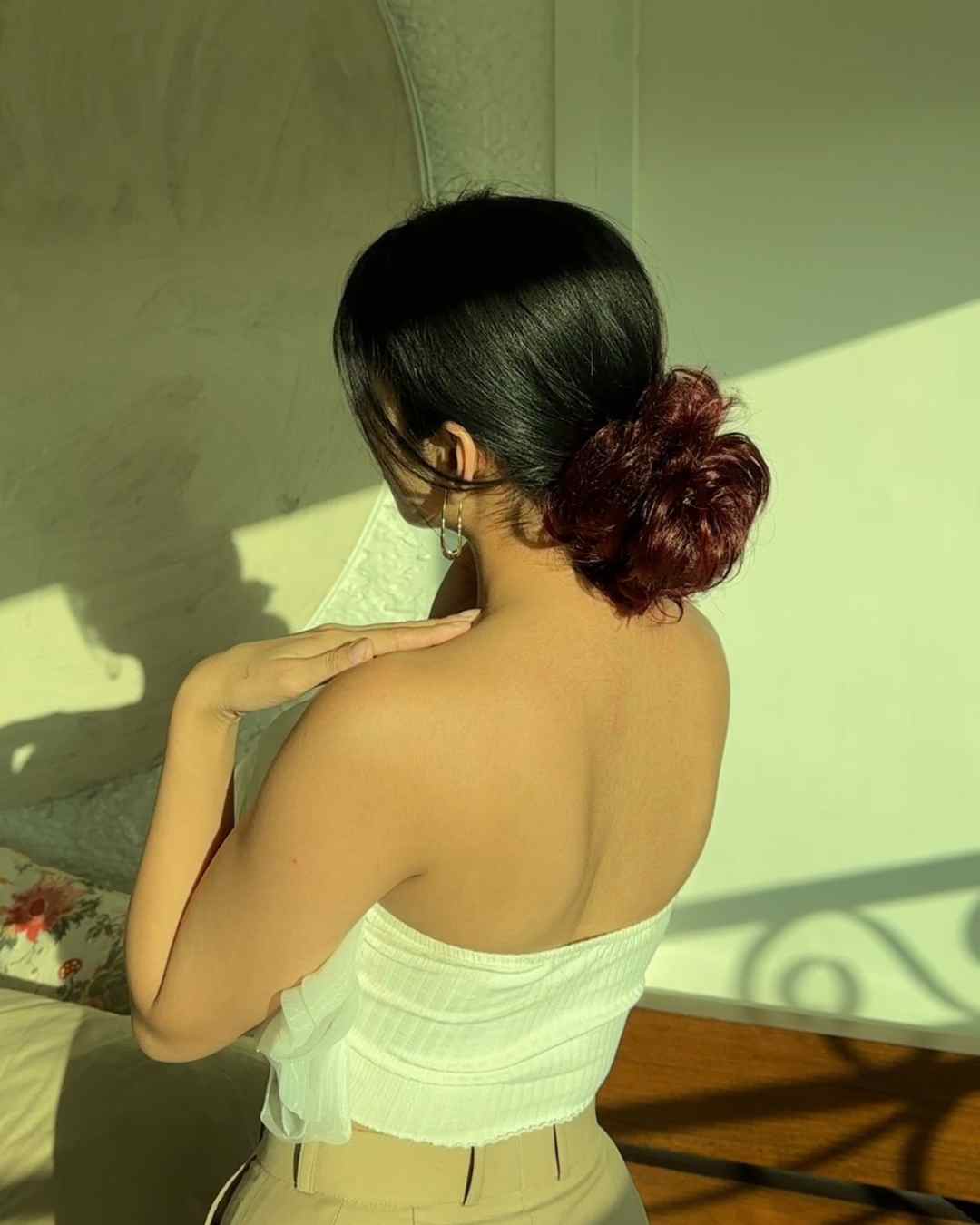Human Hair Donut Scrunchie Rich Burgundy | Nish Hair at Broadway
