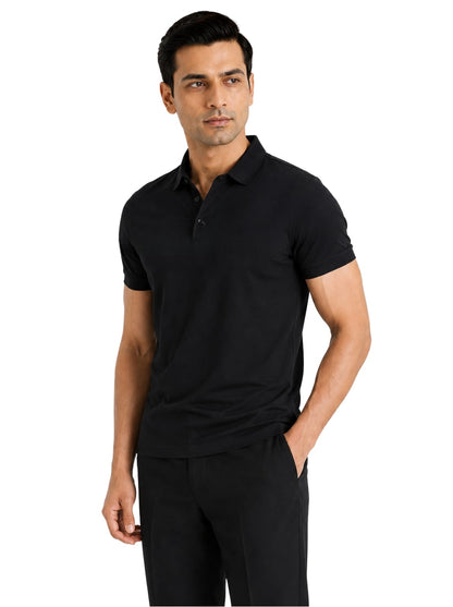 Fluid Cotton Polo - Carbon Black