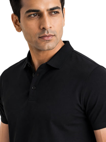 Fluid Cotton Polo - Carbon Black