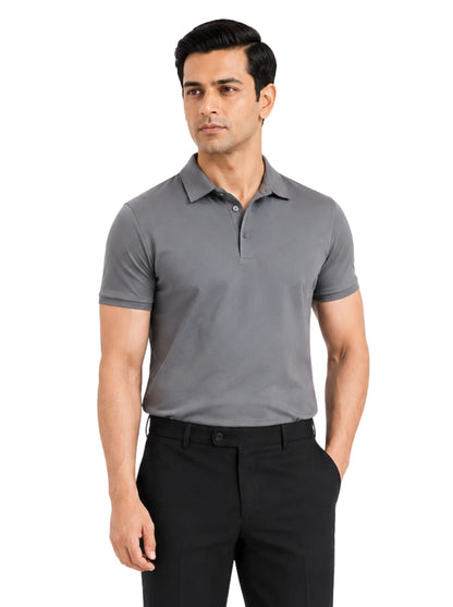 Fluid Cotton Polo - Deep Grey