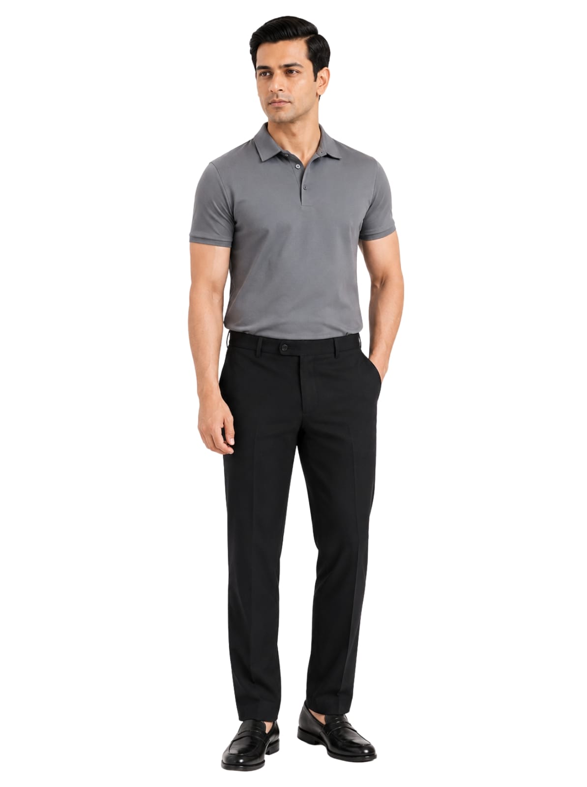 Fluid Cotton Polo - Deep Grey