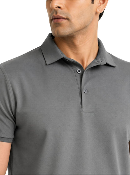 Fluid Cotton Polo - Deep Grey