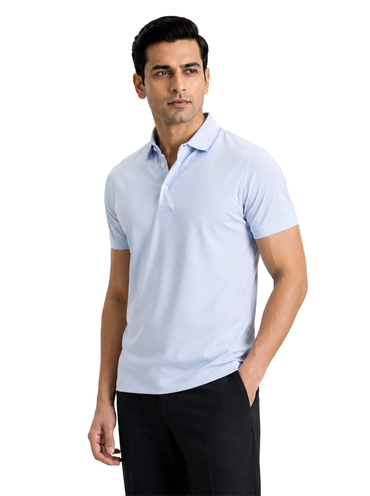 Fluid Cotton Polo - Glacier Blue