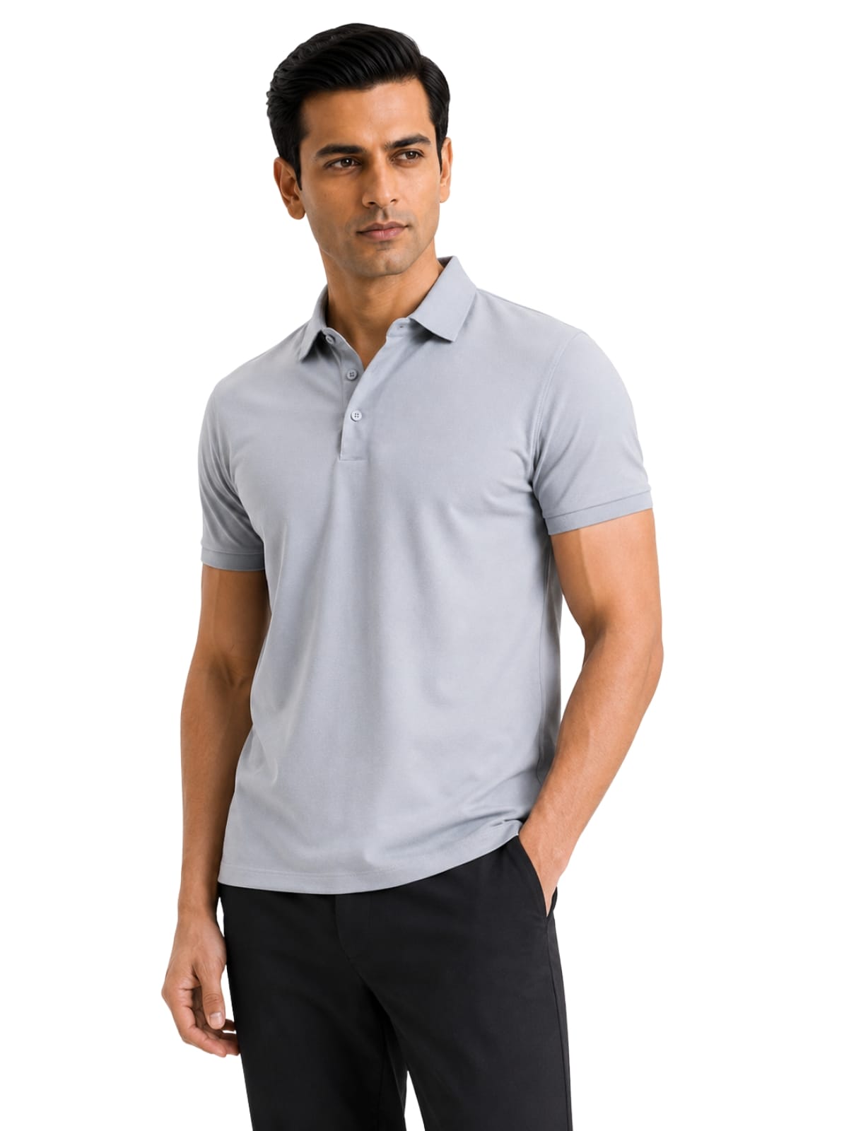 Fluid Cotton Polo - Chrome Grey