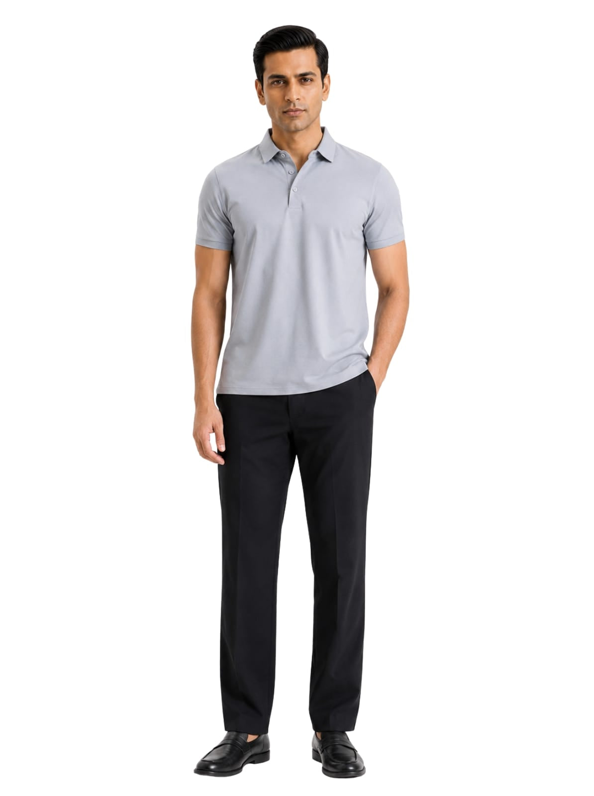 Fluid Cotton Polo - Chrome Grey