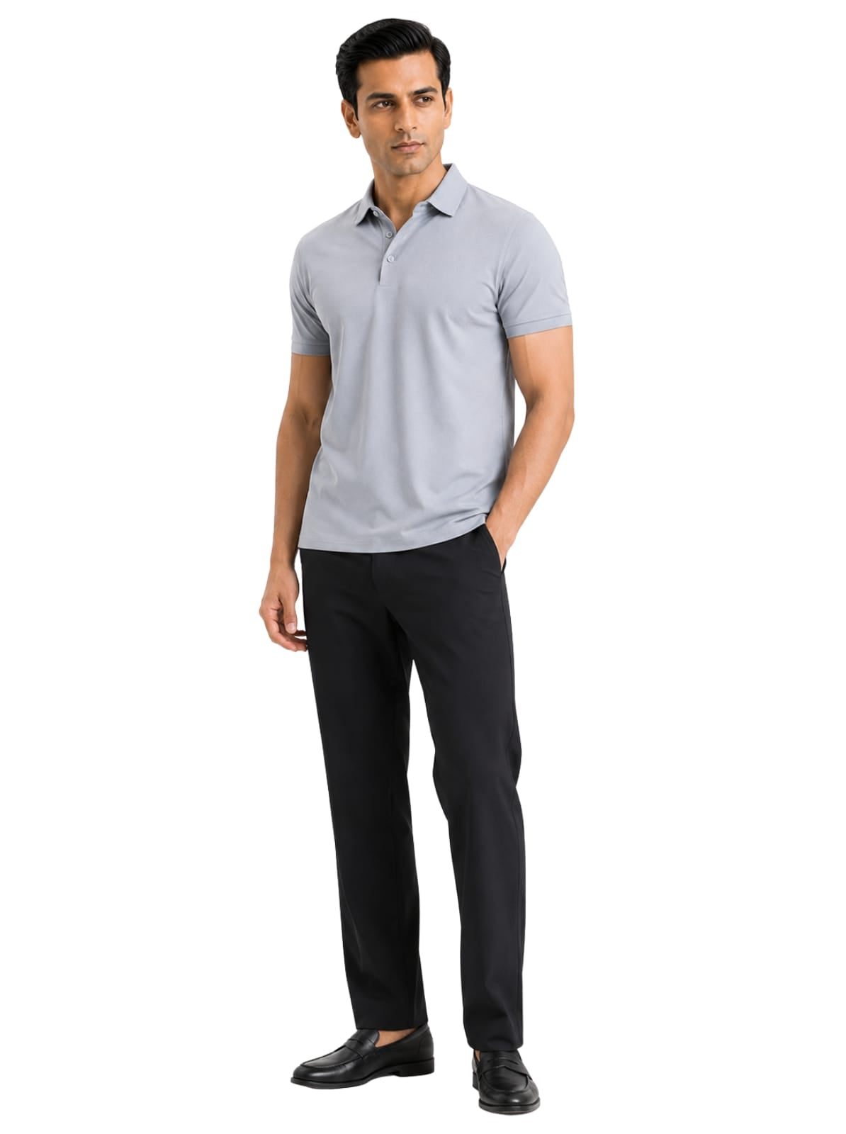 Fluid Cotton Polo - Chrome Grey