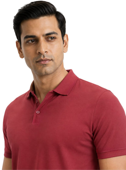 Fluid Cotton Polo - Brick Red