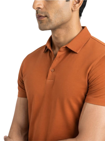 Fluid Cotton Polo - Molten Rust