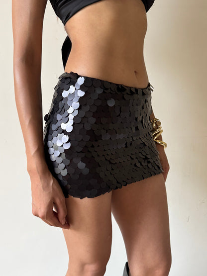 Black Big Disc Mini Skirt