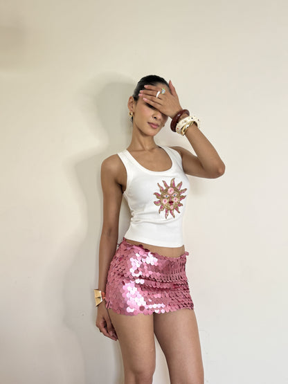 Pink Big Disc Mini Skirt
