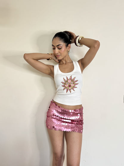 Pink Big Disc Mini Skirt