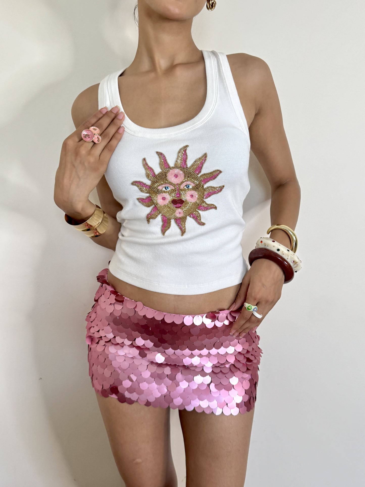 Pink Big Disc Mini Skirt