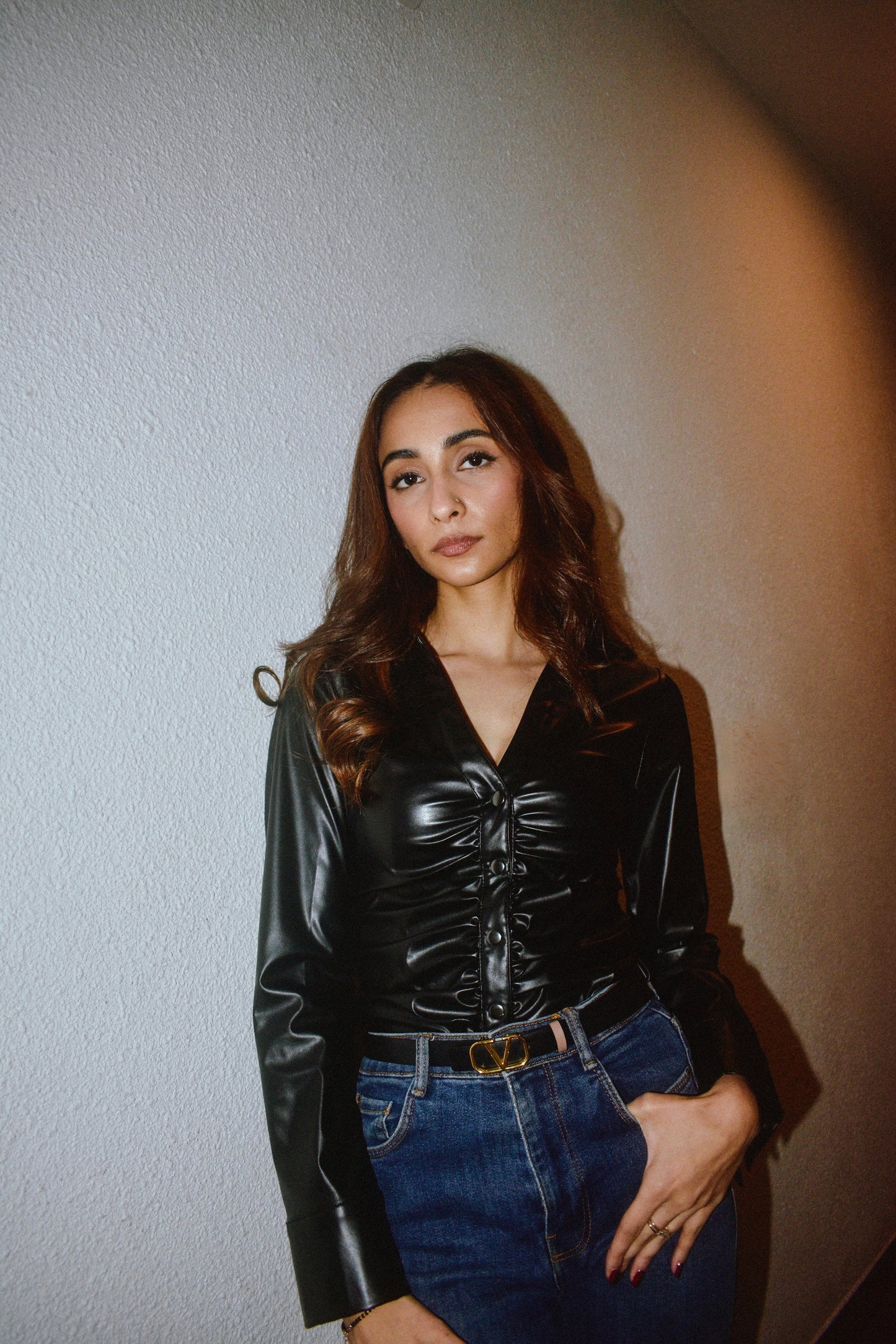 Berry Leather Shirt