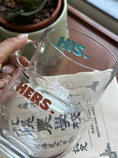 Pre Designed Clear Couple Mug Set of 2 with Gift Box