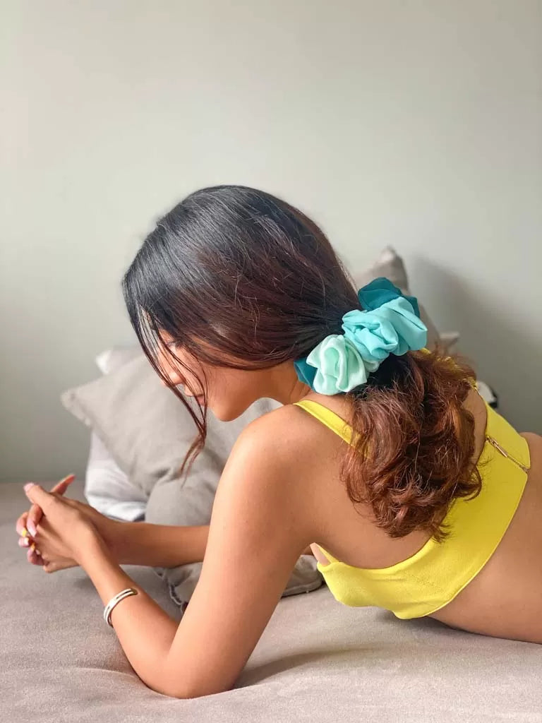 Tricolour Oversized Scrunchie | Nish Hair X Threads by Dinckle