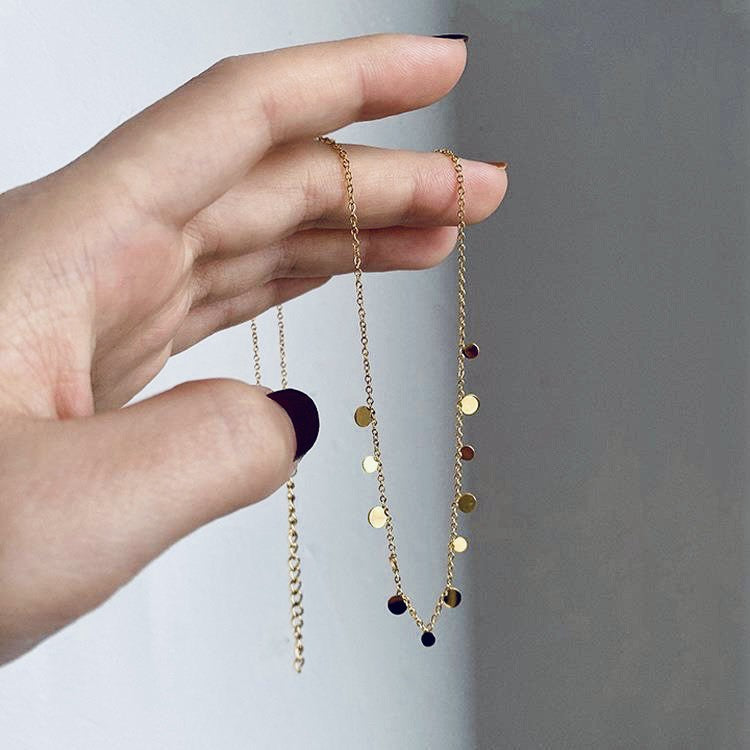 Minimalist Gold Disc Chain Necklace jltn0685