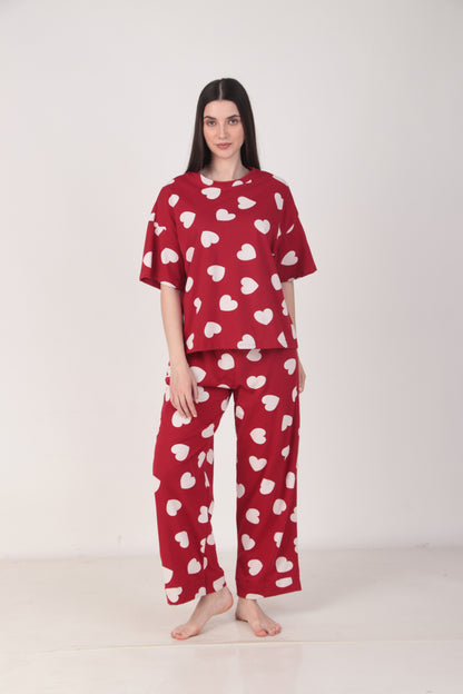 Heartful Oversized Cotton Pyjama Set | Masha at Broadway