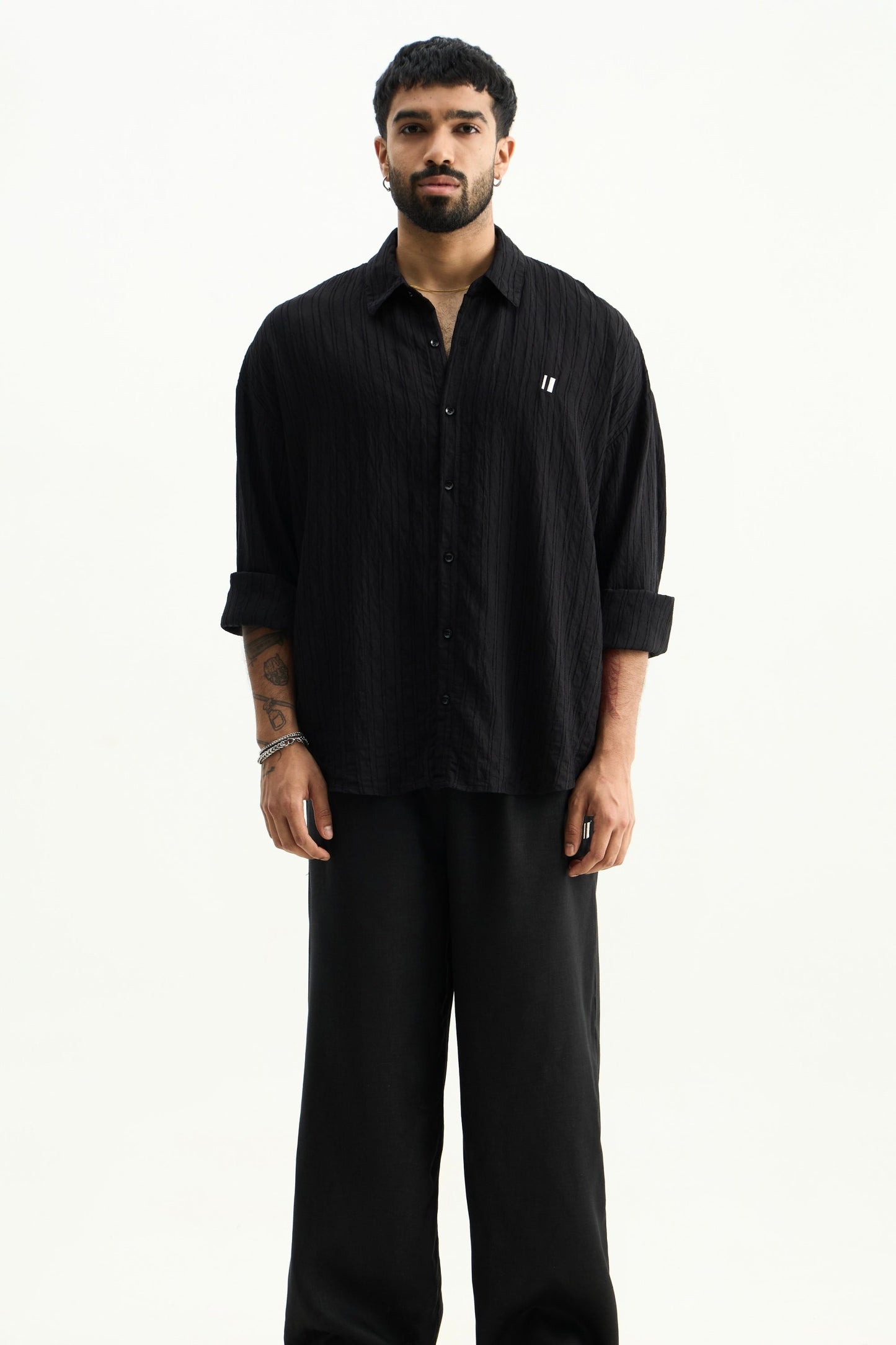 Black Raasta Striped Shirt