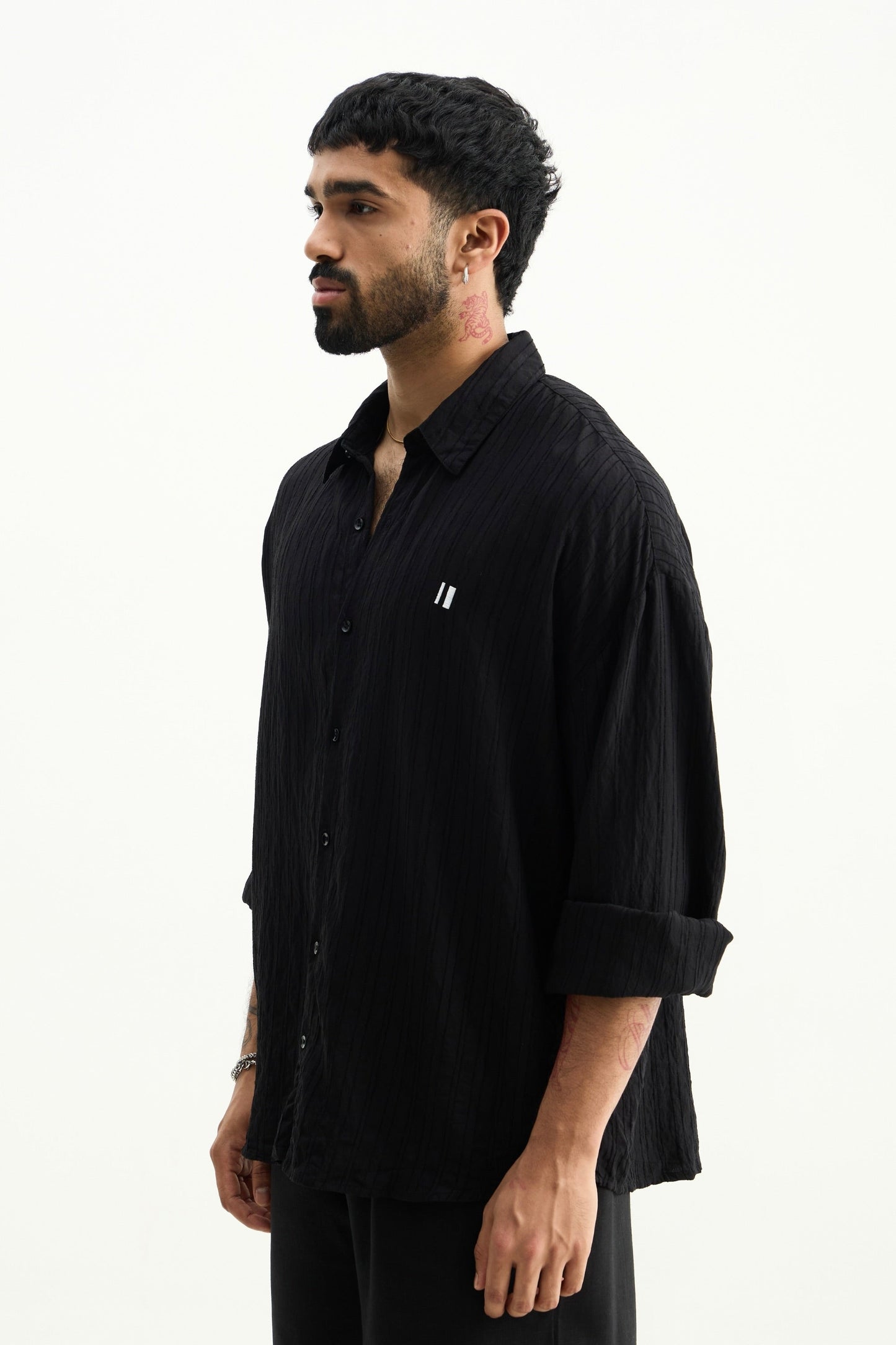 Black Raasta Striped Shirt