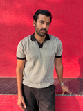 Modern Monochrome Rib Knit Polo T-shirt | Hamptons at Broadway
