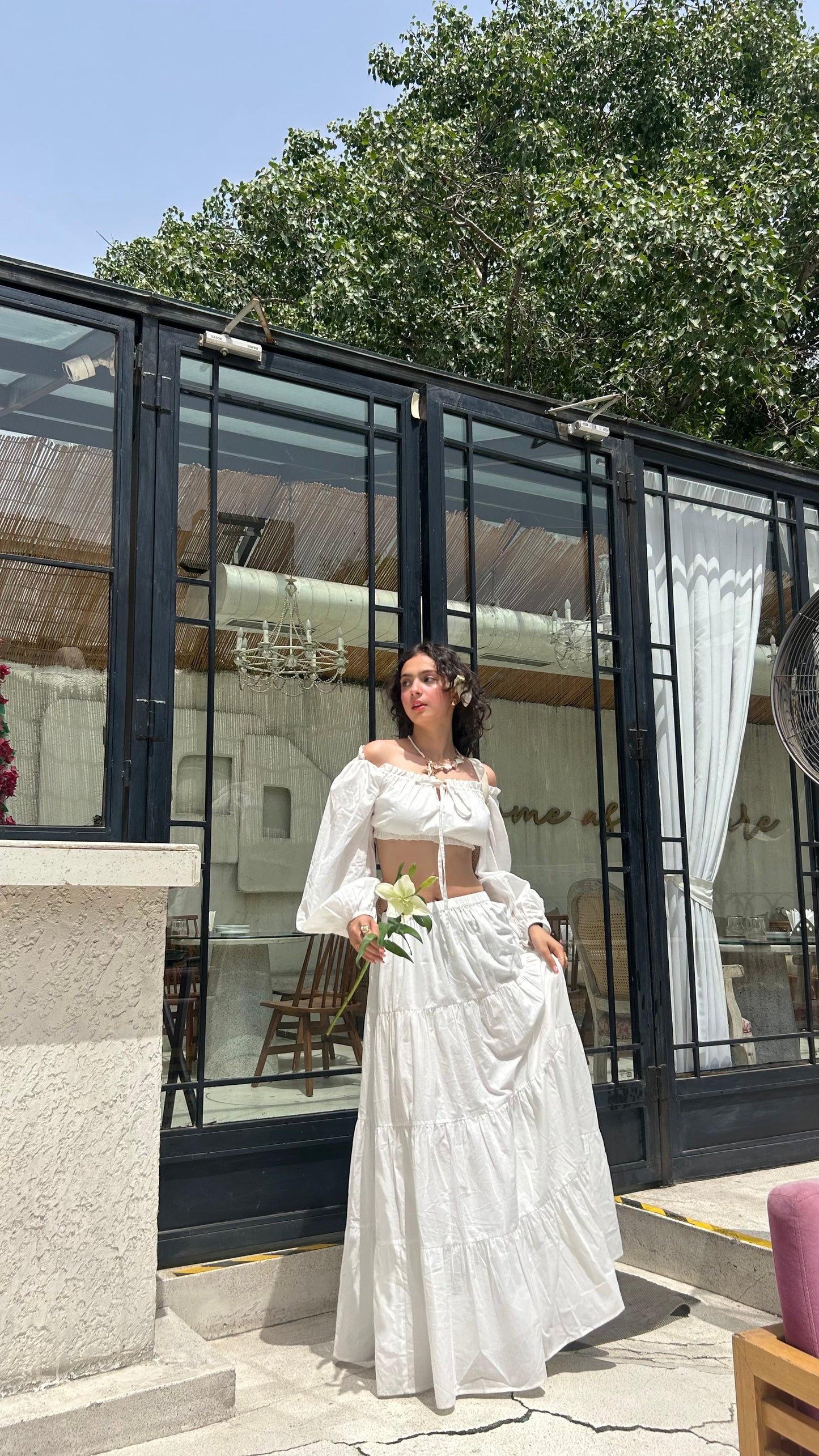 White Off-Shoulder Crop Top