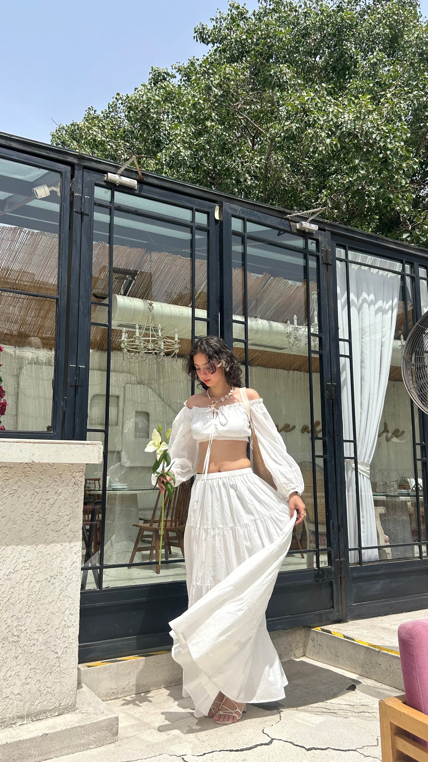 White Off-Shoulder Crop Top