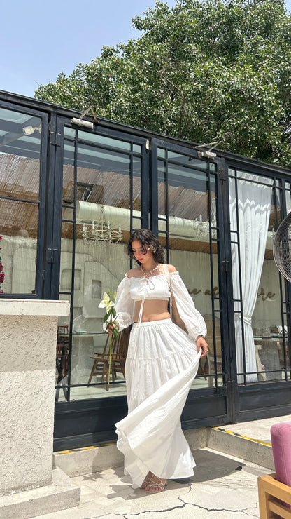 White Off-Shoulder Crop Top