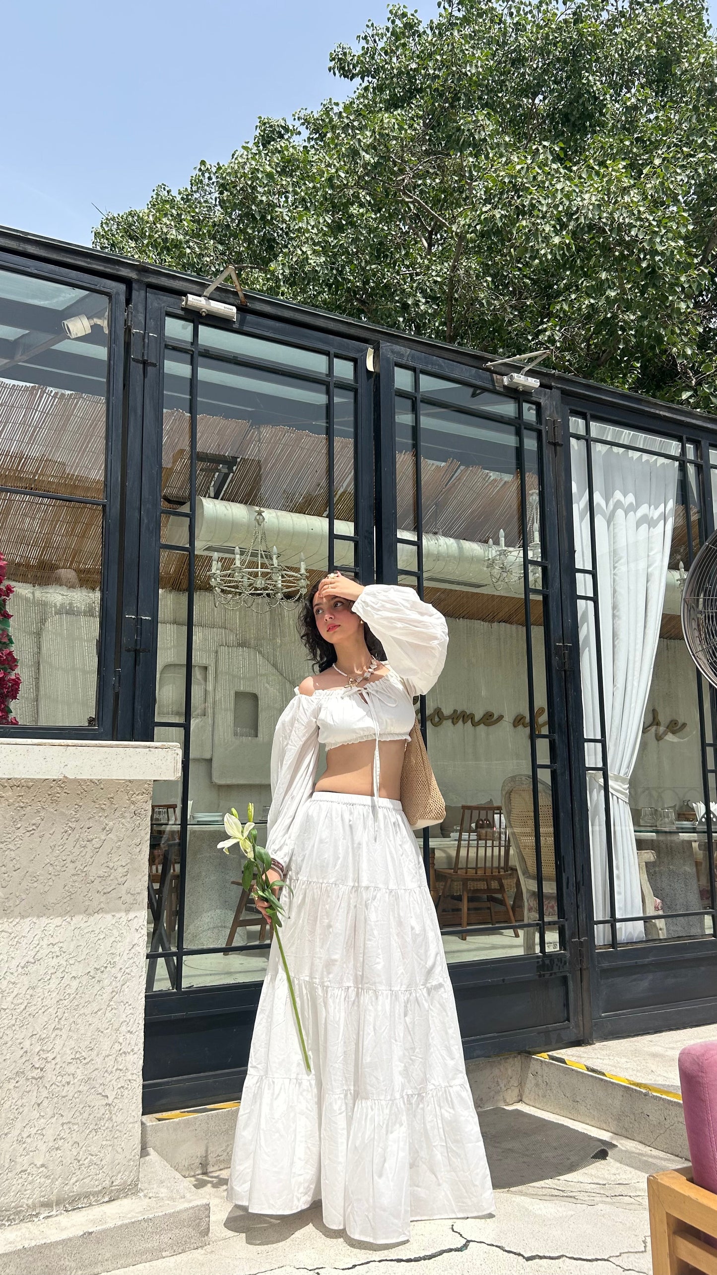 White Off-Shoulder Crop Top