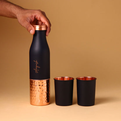 Elixir Copper Bottle With Glass- Set of 2