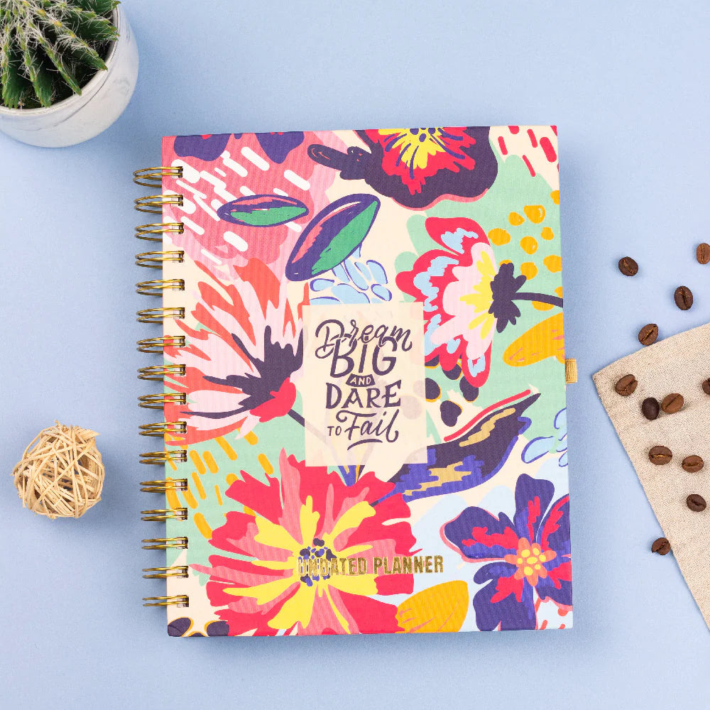 Undated Yearly Planner - Dream Big, Dare to Fail + Ultimate Sticker Book