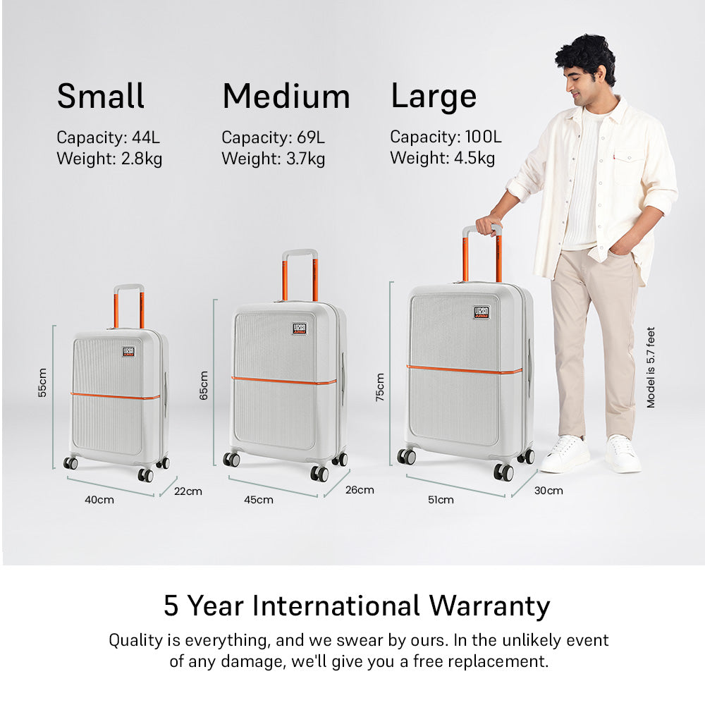 Caliber Large Hard Luggage -Cloud Grey-Large | Urban Jungle at Broadway
