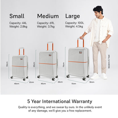 Caliber Large Hard Luggage -Cloud Grey-Large | Urban Jungle at Broadway