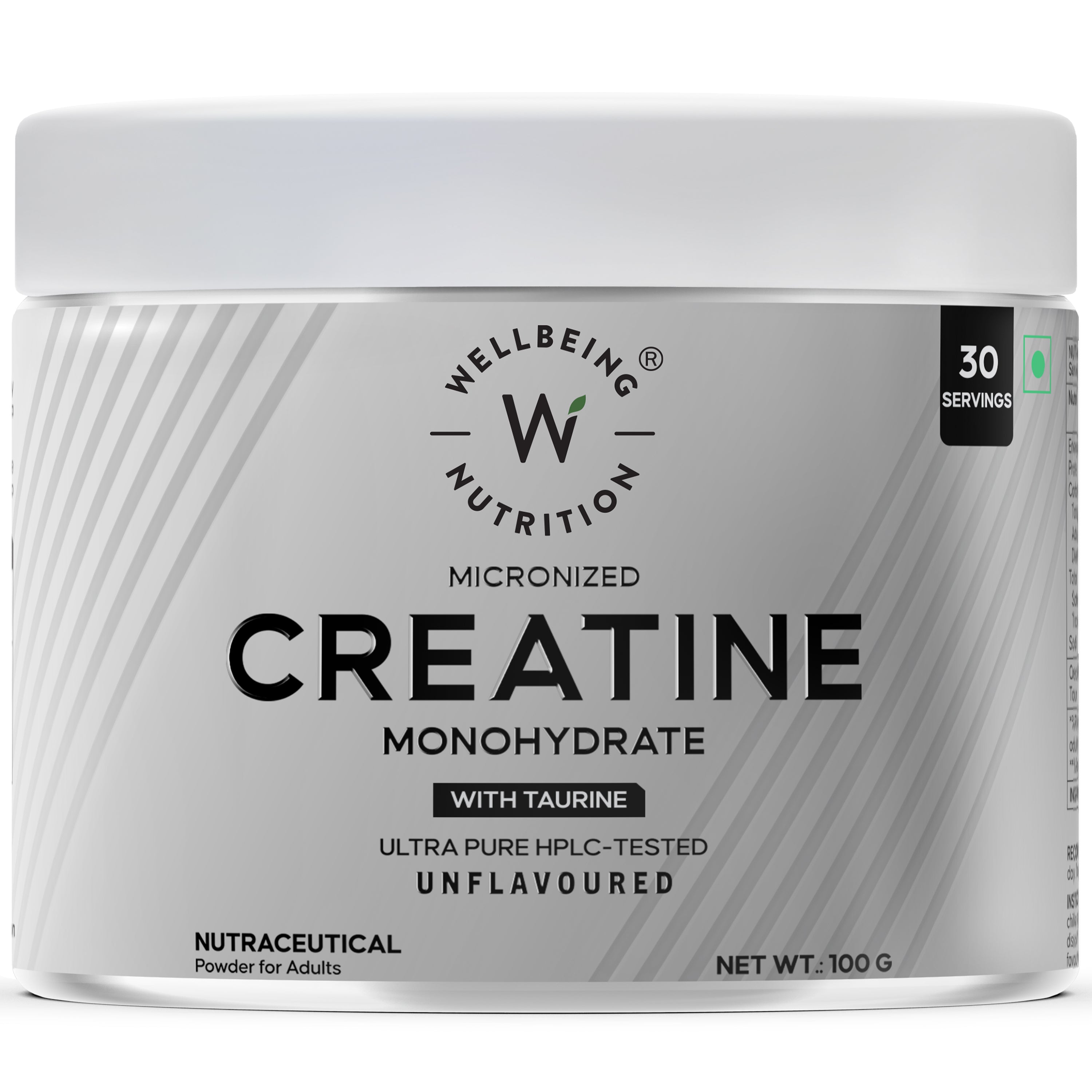 Pure Micronized Creatine Powder Monohydrate - Unflavoured 100G | Wellbeing Nutrition at Broadway