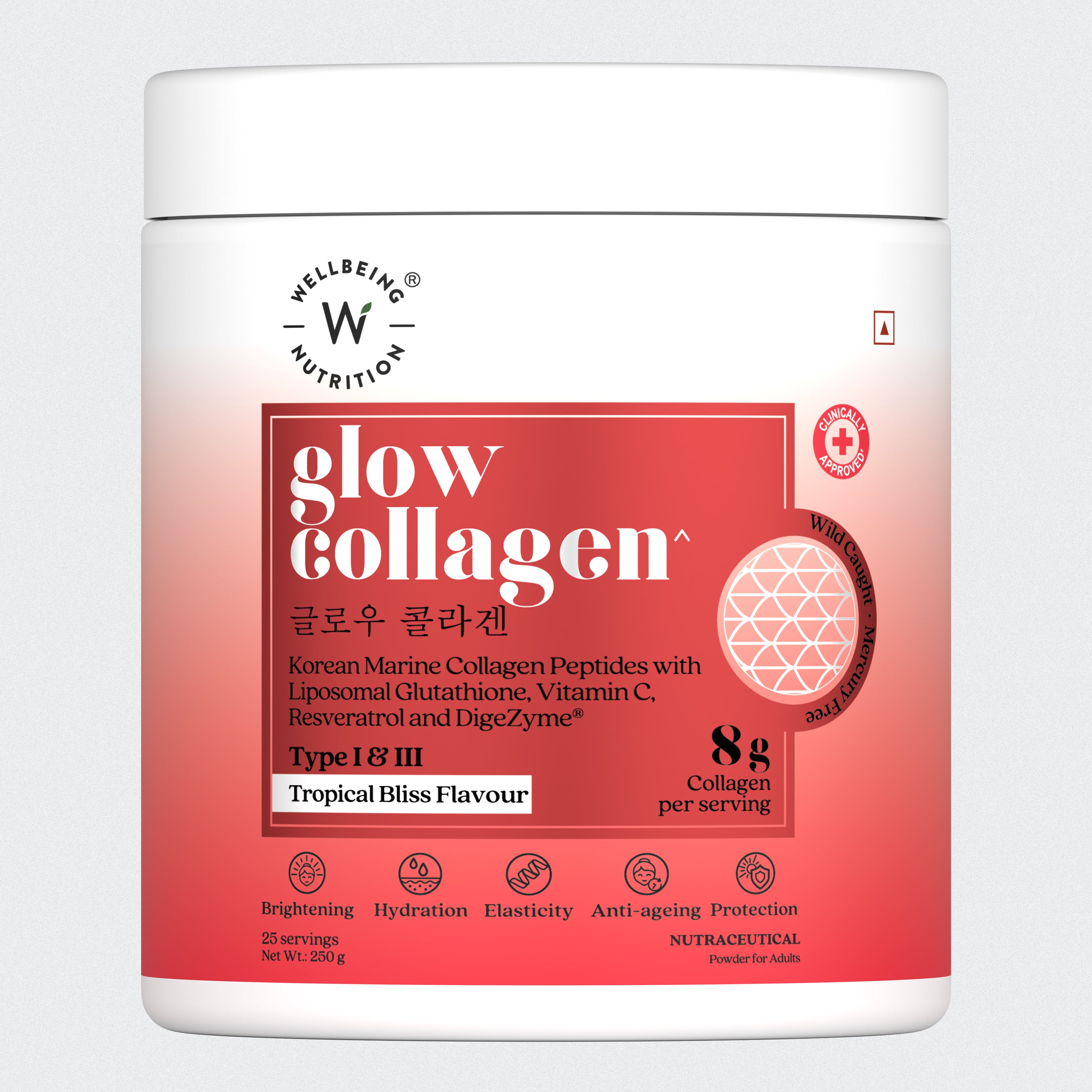 Glow Collagen Tropical Bliss Flavor - 250G | Wellbeing Nutrition at Broadway