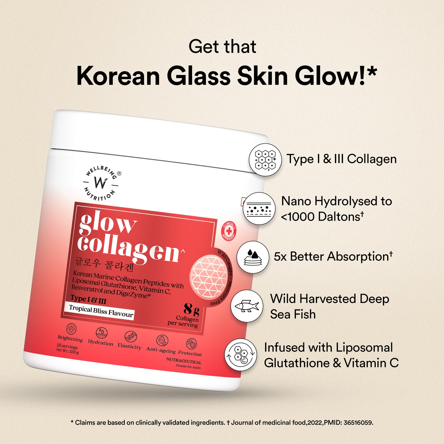 Glow Collagen Tropical Bliss Flavor - 250G