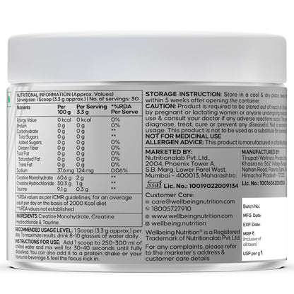 Pure Micronized Creatine Powder Monohydrate + Hcl- Unflavoured 100G