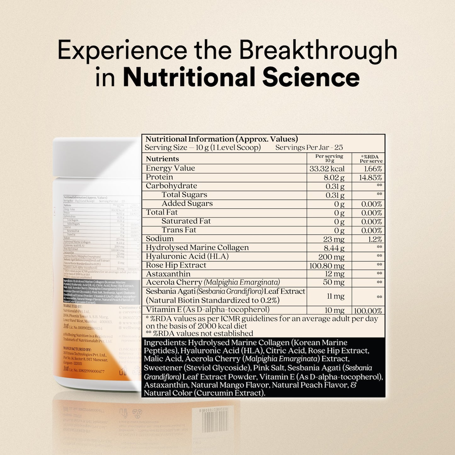 Beauty Collagen Mango Peach Flavor - 250G