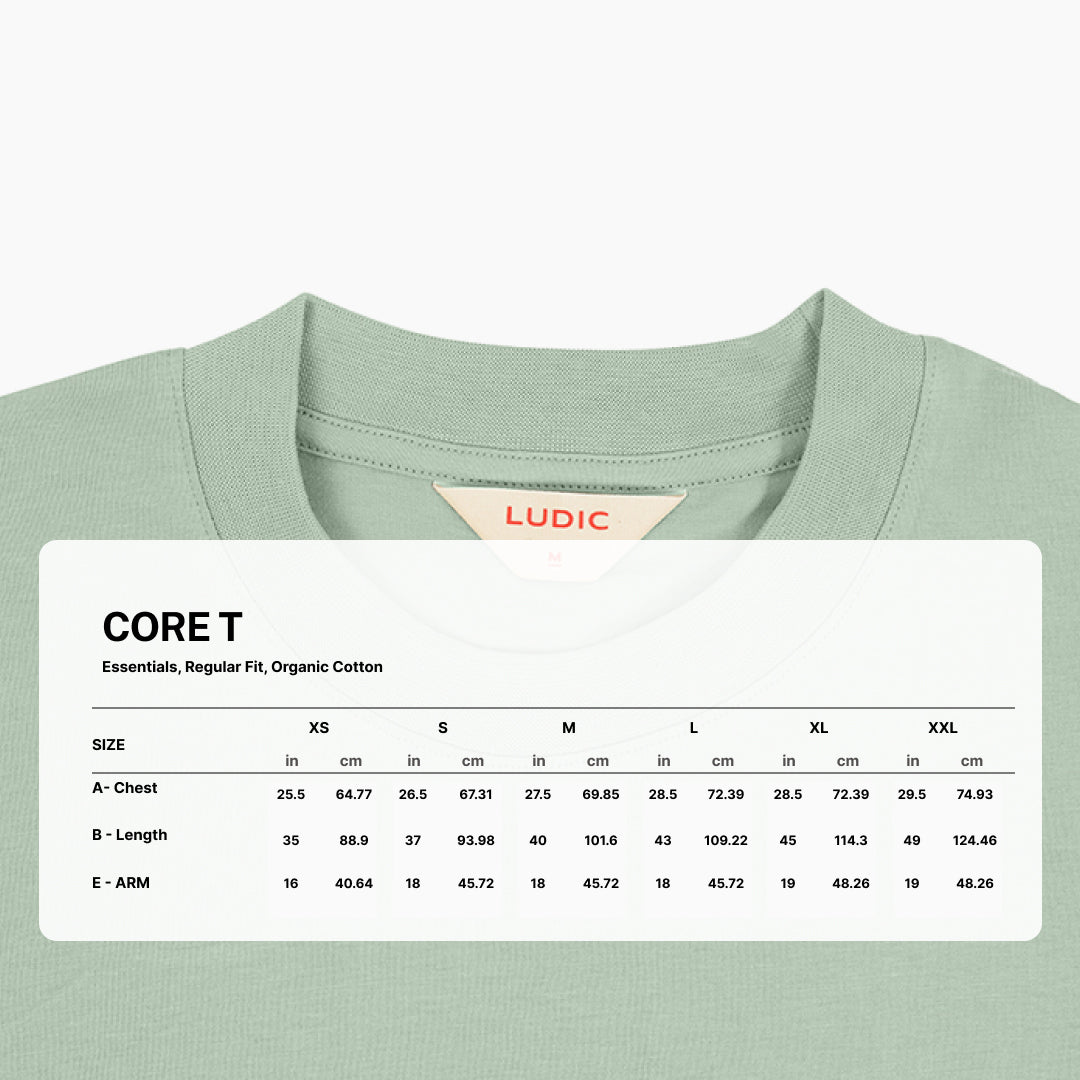 Size Chart for Core T Mint Green