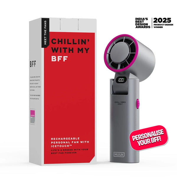 Nuuk BFF Rechargeable Personal Fan with IceTouch - Black Pink Grey