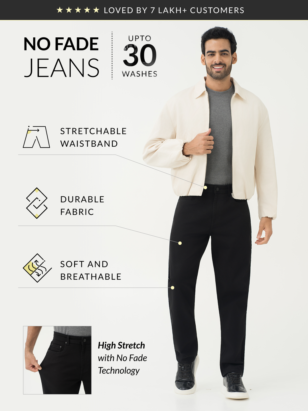 Inklock No Fade Black Relaxed Fit Jeans