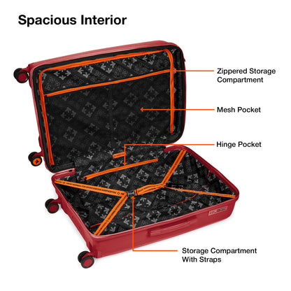 Nasher Miles Antwerp Hard-Sided Polypropylene Check-in Luggage 28 inch | 75cm TSA Lock 8 Wheels & Expander Large Trolley Bag for Travel | Suitcase (Maroon)