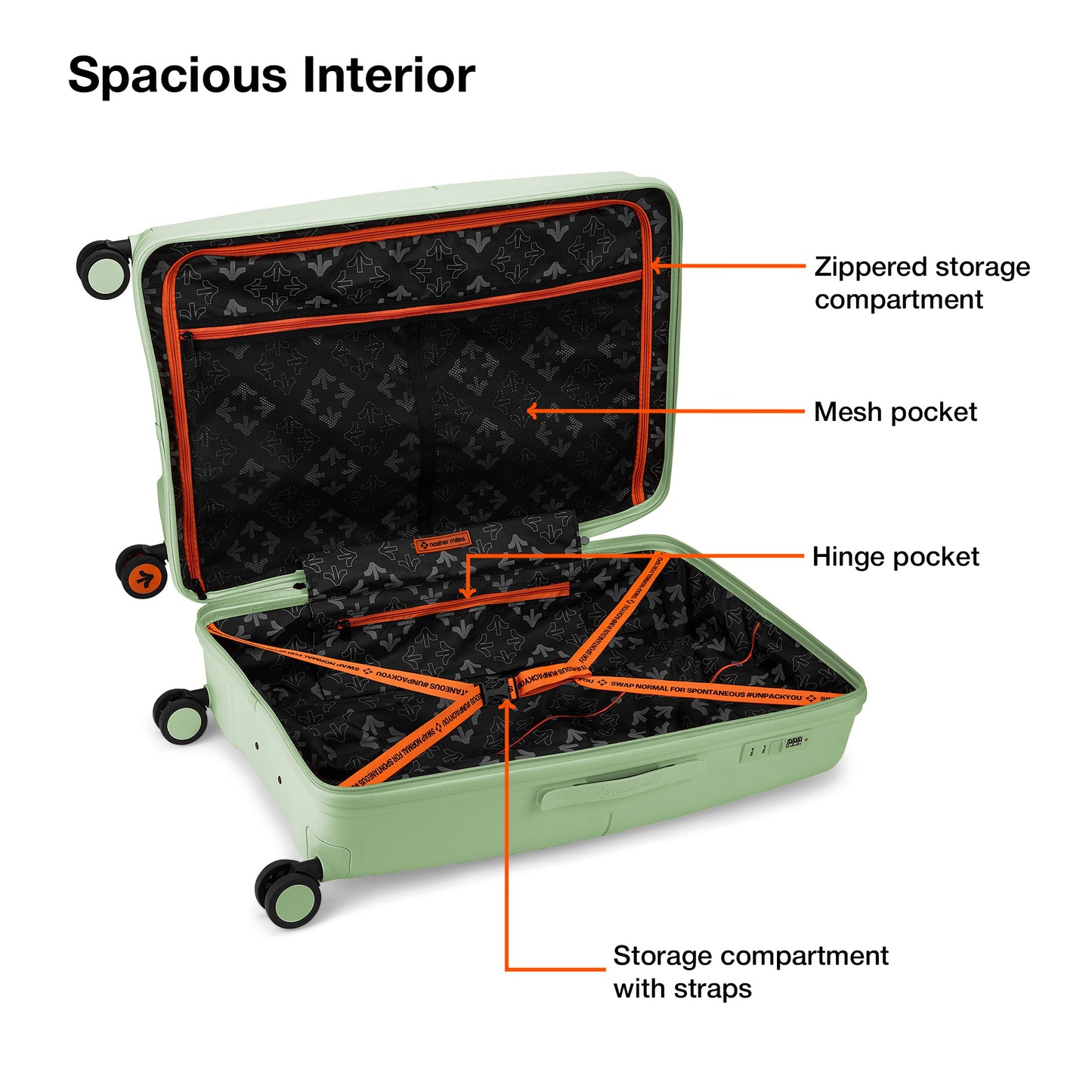 Nasher Miles Singapore Hard-Sided Polypropylene Check-in Luggage Avacado Green 24 inch |65 Trolley Bag