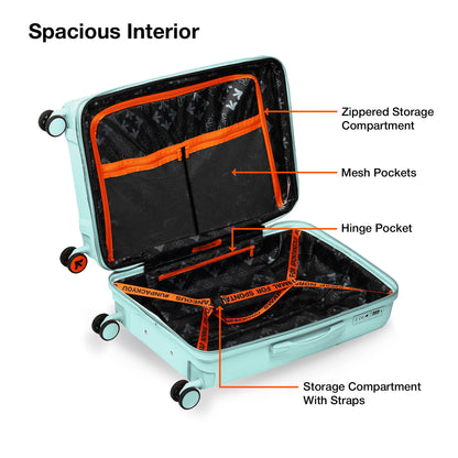 Nasher Miles Krabi Expander Hard-Sided Polypropylene Check-in Luggage Cool Mint 24 inch |65 Trolley Bag