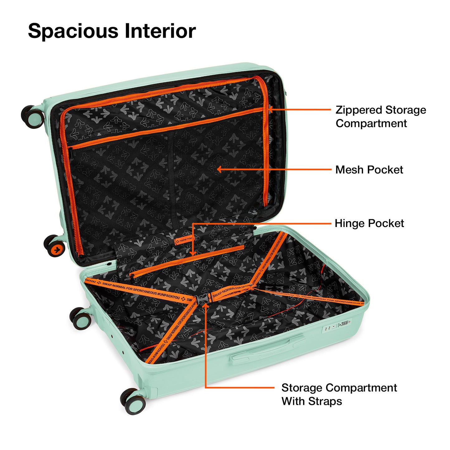 Nasher Miles Antwerp Hard-Sided Polypropylene Check-in Luggage 28 inch | 75cm TSA Lock 8 Wheels & Expander Large Trolley Bag for Travel | Suitcase (Pastel Green)