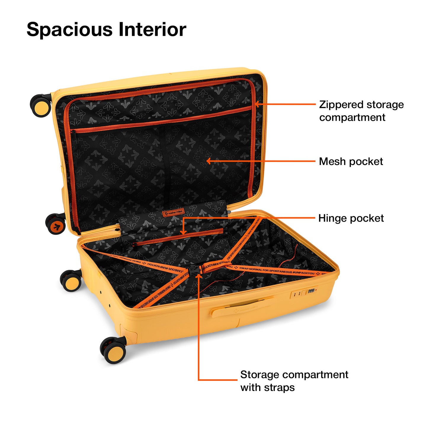 Nasher Miles Singapore Hard-Sided Polypropylene Check-in Luggage Yellow 28 inch |75 Trolley Bag