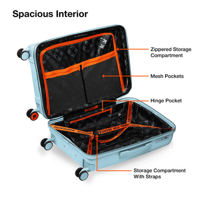 Nasher Miles Krabi Expander Hard-Sided Polypropylene Check-in Luggage Light Blue 24 inch |65 Trolley Bag