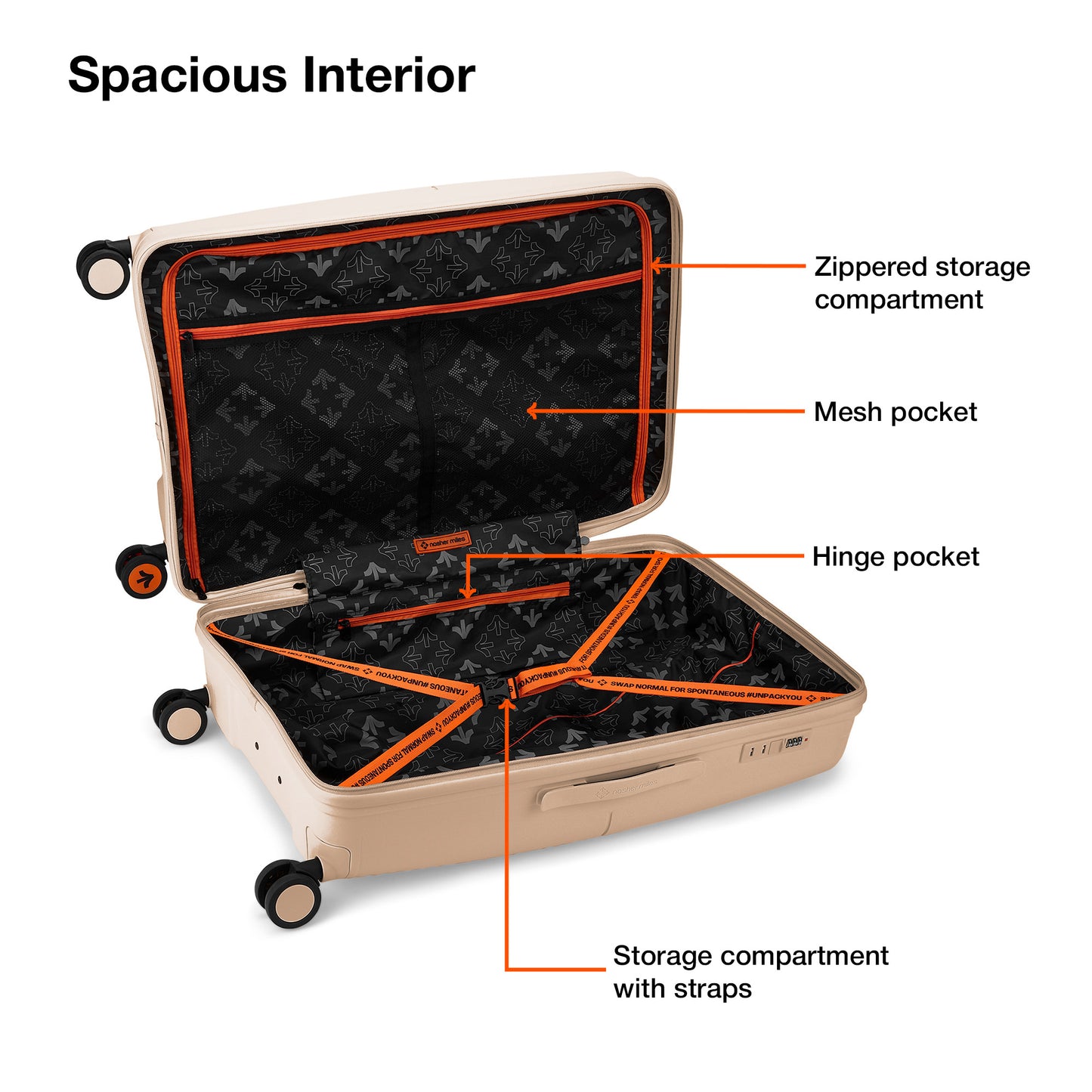 Nasher Miles Singapore Hard-Sided Polypropylene Check-in Luggage Champagne 24 inch |65 Trolley Bag