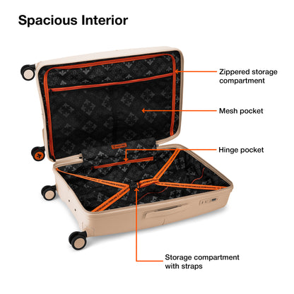 Nasher Miles Singapore Hard-Sided Polypropylene Check-in Luggage Champagne 24 inch |65 Trolley Bag